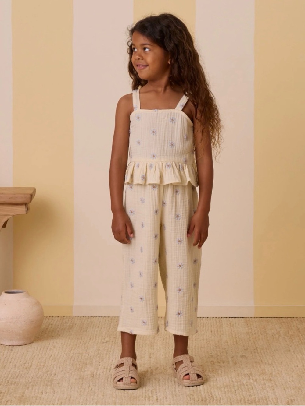 Rylee + Cru Cream Floral Embroidered Two-Piece Set